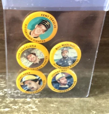 1984 Fun Foods Baseball Pins - Lot Of 5 Pittsburgh Pirates FREE SHIPPING - Image 1 of 2