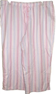 New Womens XL 16-18 Woven Crop Sleep Pants Pink Stripes Joyspun - Picture 1 of 2