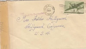 1944, Honolulu, HI to Hollywood, CA, censurado, ver comentario (C2084) - Imagen 1 de 1