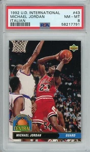 1992 Upper Deck International #43 Michael Jordan italienisch PSA 8 - Bild 1 von 2