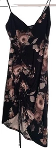 Windsor Black floral Slip Dress Women Jrs. L Retro 90’s Y2K Asymmetrical Hem NWT - Picture 1 of 13