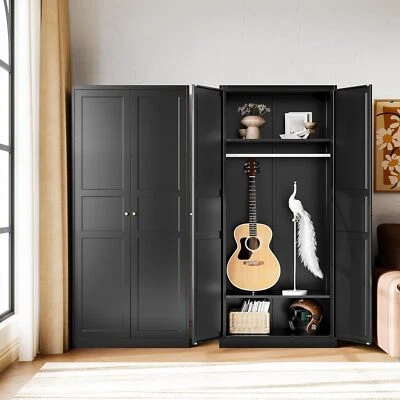Metal Storage Cabinet 72" H with Adjustable Shelves and Wardrobe Armoire Closet - Image 1 of 4