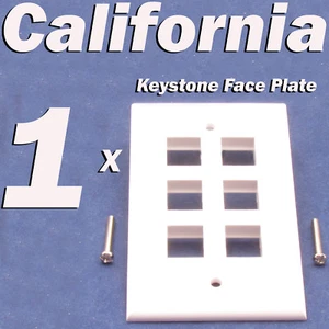 6 Port Keystone Jack RJ45 CAT5 CAT5e CAT6 Network Faceplate Wall Plate White  - Picture 1 of 6