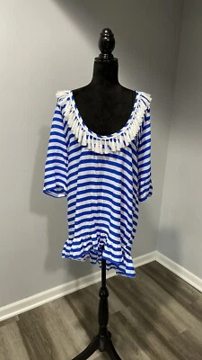 Calzedonia Cobey Beach Cubierta Vestido Rayas Talla Mediana Calce Relajado NUEVO Foto 1 de 4