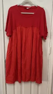 Piper & Scoot Midi Dress Womens XXL/XXXL Red Textured Babydoll Midi Lined Flowy - Picture 1 of 5