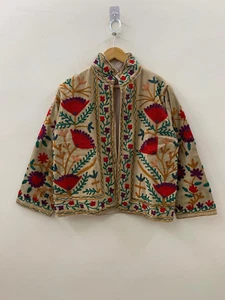 Suzani Velvet Embroidery Short Jacket | Outerwear Gypsy Jacket | Boho Jacket - Picture 1 of 5