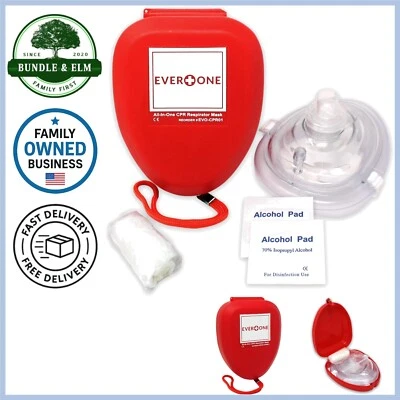 CPR Rescue Mask Adult/Child Pocket Resuscitator Hard Case Gloves Wipes - Image 1 of 4
