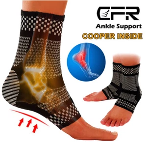 Copper Ankle Brace Support Compression Sleeve Pain Relief Plantar Stabilizer - Picture 1 of 15