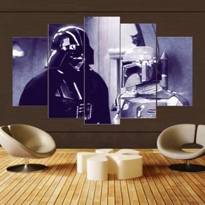 Star Wars Movie Darth Vader And Boba Fett 5 Piece Panel Canvas Wall Art - Picture 1 of 3