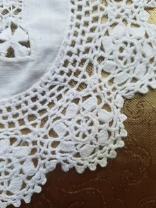 Antique Doily Lace Linen Small Round Granny Cottagecore Dollhouse Rug Prim A36 - Picture 1 of 8