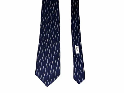 Rare Vintage YSL Blue Wheat Tie, 100% Silk - Imagem 1 de 4