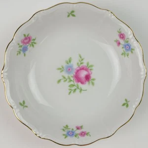 Cuenco de postre con patrón de excursionista Forest China flor floral rosa azul borde dorado - Imagen 1 de 4