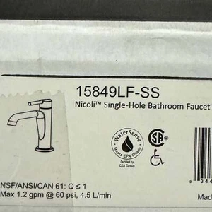 Delta 15849LF-SS Nicoli 1.2 GPM Single Hole Bathroom Faucet with Drain, Stainles - Picture 1 of 2