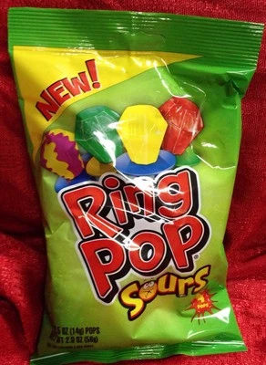 Ring Pop SOURS Candy 1 Bag containing 4 Ring Pops BRAND NEW SEALED BAG FRESH - Image 1 of 3