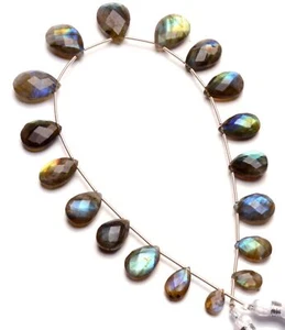 Loose Beads for Jewelry Rainbow Fire Labradorite Gem 8x6 to 17x12 mm Pear 11" - Picture 1 of 10