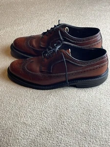 FLORSHEIM Vintage Men's Longwings Wingtips Pebbled Brown Brogues Oxfords 7.5D - Picture 1 of 11
