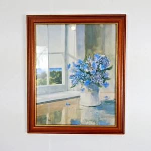 Original Druck blau Blumen Meer Fenster von Ray Ellis (23” x 18,5”) - Bild 1 von 7