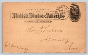 1891 UX10 Postal Card 1c Nice DUPLEX Cancellation CORNING IA Send Tax Amount - Picture 1 of 3