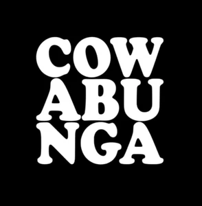 Cowabunga Vinyl Sticker decal WHITE GLOSS 10 x 10 cm - Picture 1 of 2