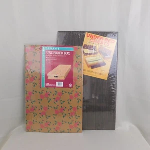 Vintage 80s Cardboard Wood & Floral Print Underbed Storage Chest Boxes 2pc #C633 - Picture 1 of 19