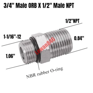 Hydraulic Adapter Fitting 3/4" Male ORB X 1/2" Male NPT - Picture 1 of 1