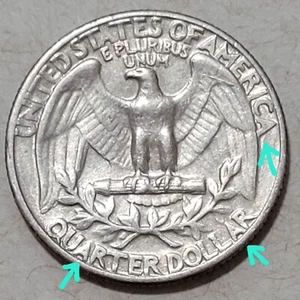 1965 Washington Viertel, 3 Buchstaben "A"s auf Rückseite ausgefüllt. - Bild 1 von 7