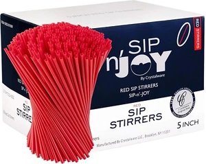 1000 Pack Red Plastic Stirrers Straws For Cocktail and Coffee Sip Sticks 5 in - Picture 1 of 3