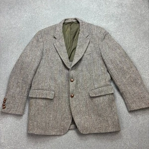 Harris Tweed Jacket Adult 46R Brown Country Hunting Outdoors Weave Blazer Men* - Picture 1 of 18