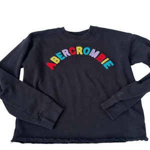 Abercrombie Kids Black Rainbow Letter Sweatshirt - Size 11/12 - Picture 1 of 4