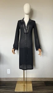 Vintage 90er Y2K Express XS Midikleid schwarz transparent Spitze hohe Schlitze Whimsigoth Witchy - Bild 1 von 18