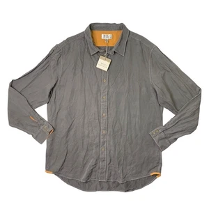 Ryan Michael Shirt Mens 2XL Grey Silk Linen Blend Button Up Long Sleeve Casual - Picture 1 of 8
