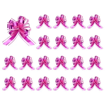 20pcs Pull Bows 6.3 Inch Wide Organza Ribbon Bow for Gifts Wrapping Pink - Image 1 of 4