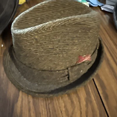 "Sombrero Fedora de tweed marrón de Norman verde 7 1/8""" Foto 1 de 4