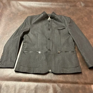 NWT $299 RNT23 Men’s Sz 50 Black Zip + Button Modern Blazer Jacket  - Picture 1 of 14