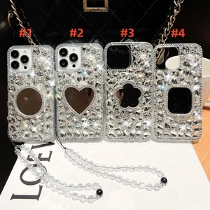 Funda para iPhone Brillante Diamantes Espejo Soporte Mujeres Teléfono Cubierta Pulsera - Imagen 1 de 26