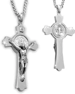 St Benedict Crucifix Necklace Saint Benedict Medal Cross Bless Safety Religio... - Picture 1 of 5