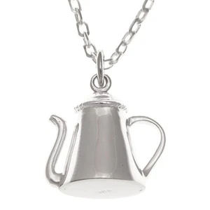 Sterling Silver Tea Coffee Pot Pendant Necklace with 18" Chain & Gift Box - Picture 1 of 3