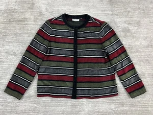 Alfred Dunner Sweater Womens 12P Multicolor Striped Cardigan Button Up - Picture 1 of 10