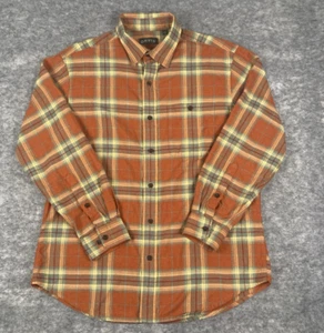 Orvis Shirt Mens L Orange Plaid Long Sleeve Button Down Soft Outdoors Cozy - Picture 1 of 5