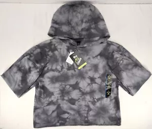 Girls' L Gray Fleece Raw Edge Hoodie Kids (10 slim-12+) hooded Charcoal Gray - Picture 1 of 16