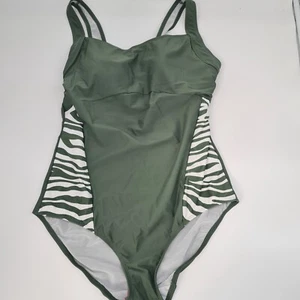 bpc Bademode Badeanzug grün weiß gemustert Gr. 42 Damen gepolstert (9 630) NEU - Bild 1 von 6