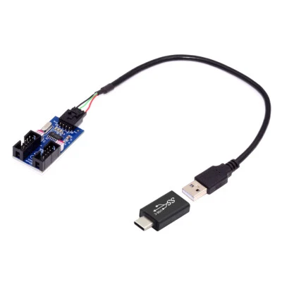 USB-C USB 3.1 Type-C Male to USB 2.0 Type-A Male 1 to 2 Female 10pin Adapter - Image 1 of 4