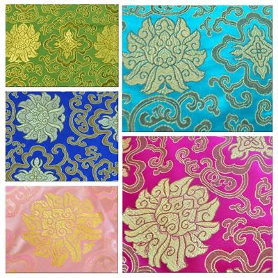Faux Silk Brocade(Lucky Aster Lotus) Jacquard Damask Kimono Fabric Material BL19 - Image 1 of 4