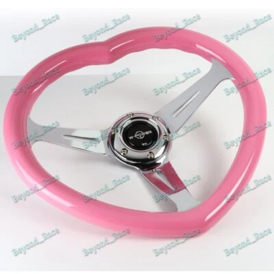 JDM Heart Shaped Racing Steering Wheel Universal Car ABS Steer Wheel New - Image 1 of 4