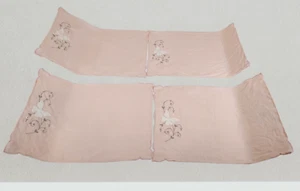 Vintage 4er Set rosa Leinen Tischsets mit Schmetterlingen und gewellten Ecken - Bild 1 von 11