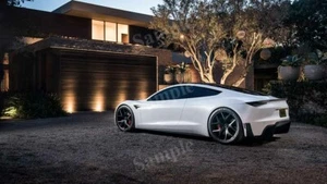 Póster fotográfico estampado de decoración de pared Tesla Roadster blanco de alta resolución - CAR280 - Imagen 1 de 1
