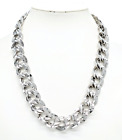 Vintage Monet Silver Tone 20mm Heavy Double Link Curb Chain Necklace
