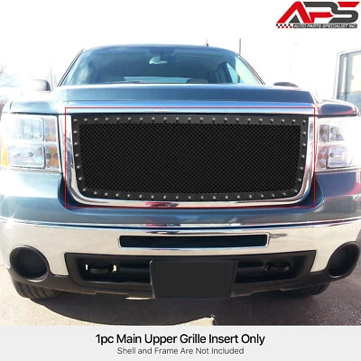 Se adapta a GMC Sierra 2500/3500 HD 2007-2010 superior acero inoxidable malla negra rejilla remache Foto 1 de 4