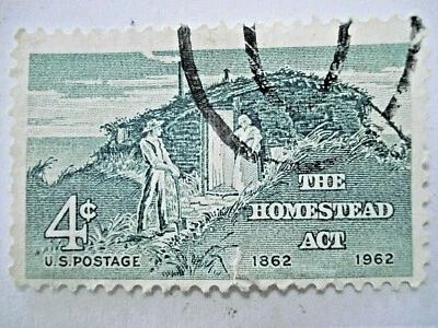 Vtg. U. S. Postage Stamp 1962 The Homestead Act 4 Cent Stamp - Used - Image 1 of 4