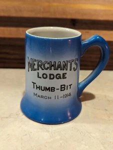 Antique Merchants Lodge Thumb-Bit 1914 Thomas Maddocks Sons Co Mug - Picture 1 of 9